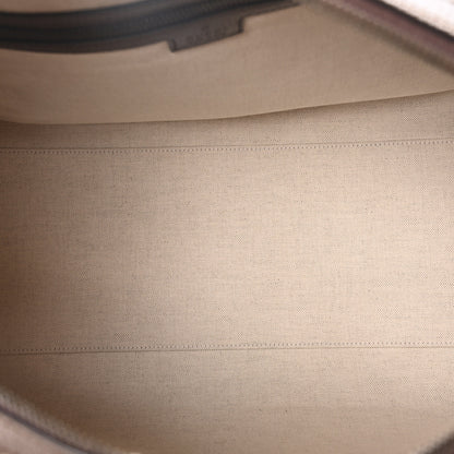 Gucci GG Supreme Monogram Textured Dollar Calfskin Web Medium Savoy Duffle Bag Beige Ebony New Acero 5 of 10