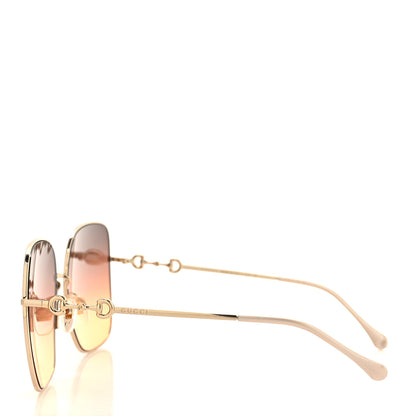 Gucci Metal Horsebit Square Sunglasses Gold 3 of 7