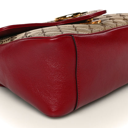 Gucci Monogram Azalea Calfskin Matelasse Diagonal Small GG Marmont Top Handle Shoulder Bag Beige Ebony New Cherry Red 6 of 13