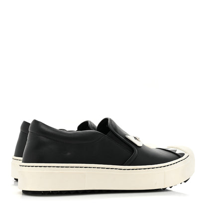 Fendi Vitello Elite Monster Eyes Slip On Sneakers 35 Black 4 of 10