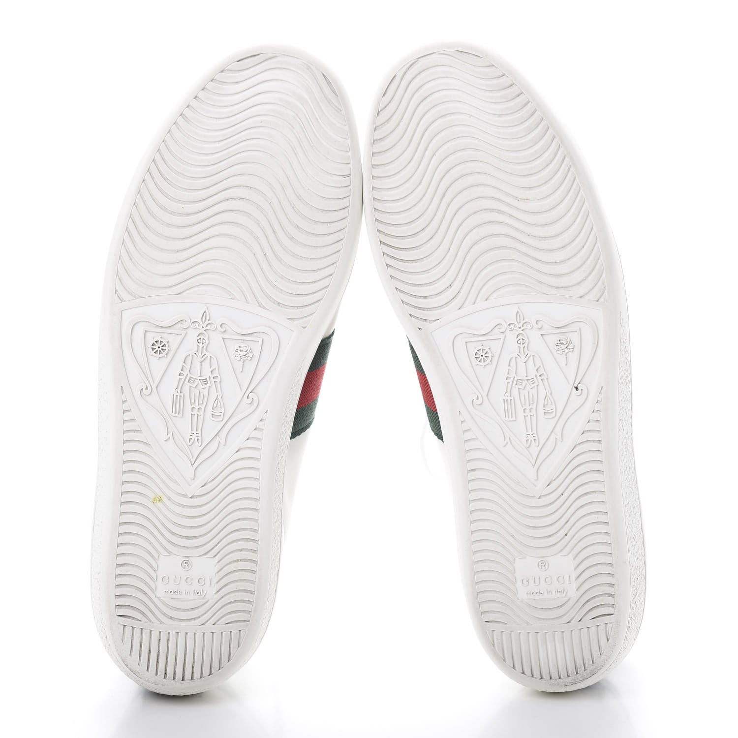 Gucci Calfskin Crocodile Web Ace Sneakers 37.5 White Green 5 of 8