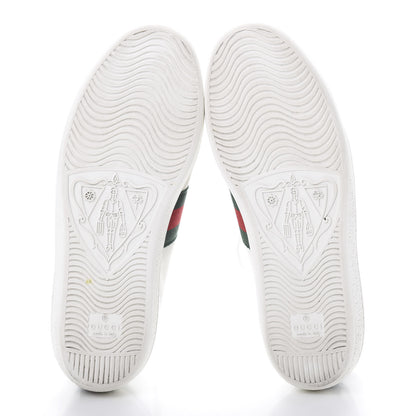 Gucci Calfskin Crocodile Web Ace Sneakers 37.5 White Green 5 of 8