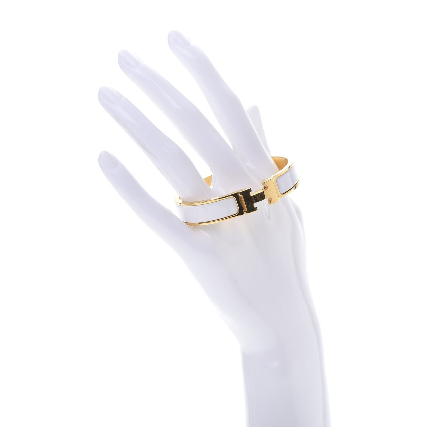 Enamel Narrow Clic Clac H Bracelet PM White