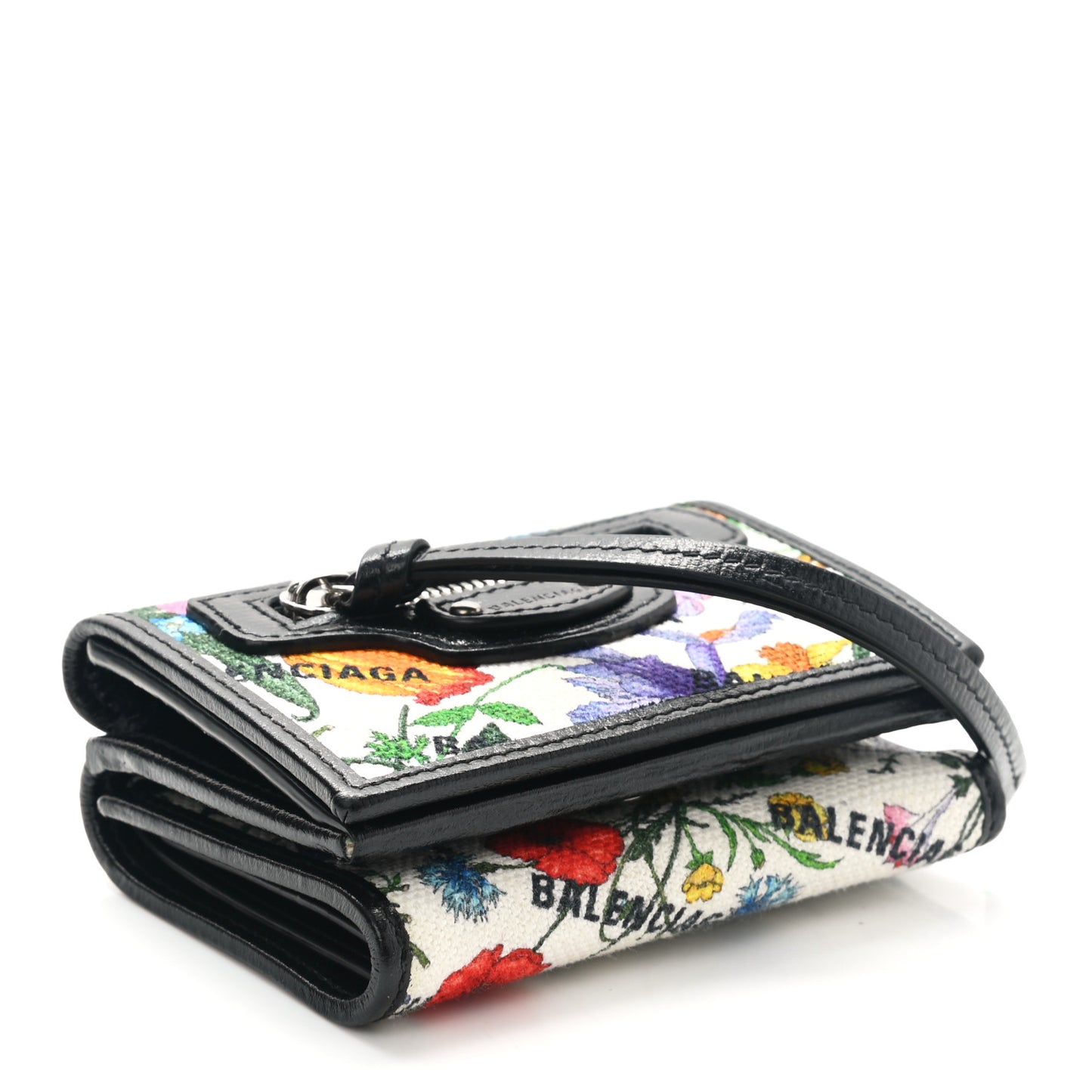 X GUCCI Canvas Azalea Calfskin Flora Logo Print Neo Classic Wallet White Multicolor Black