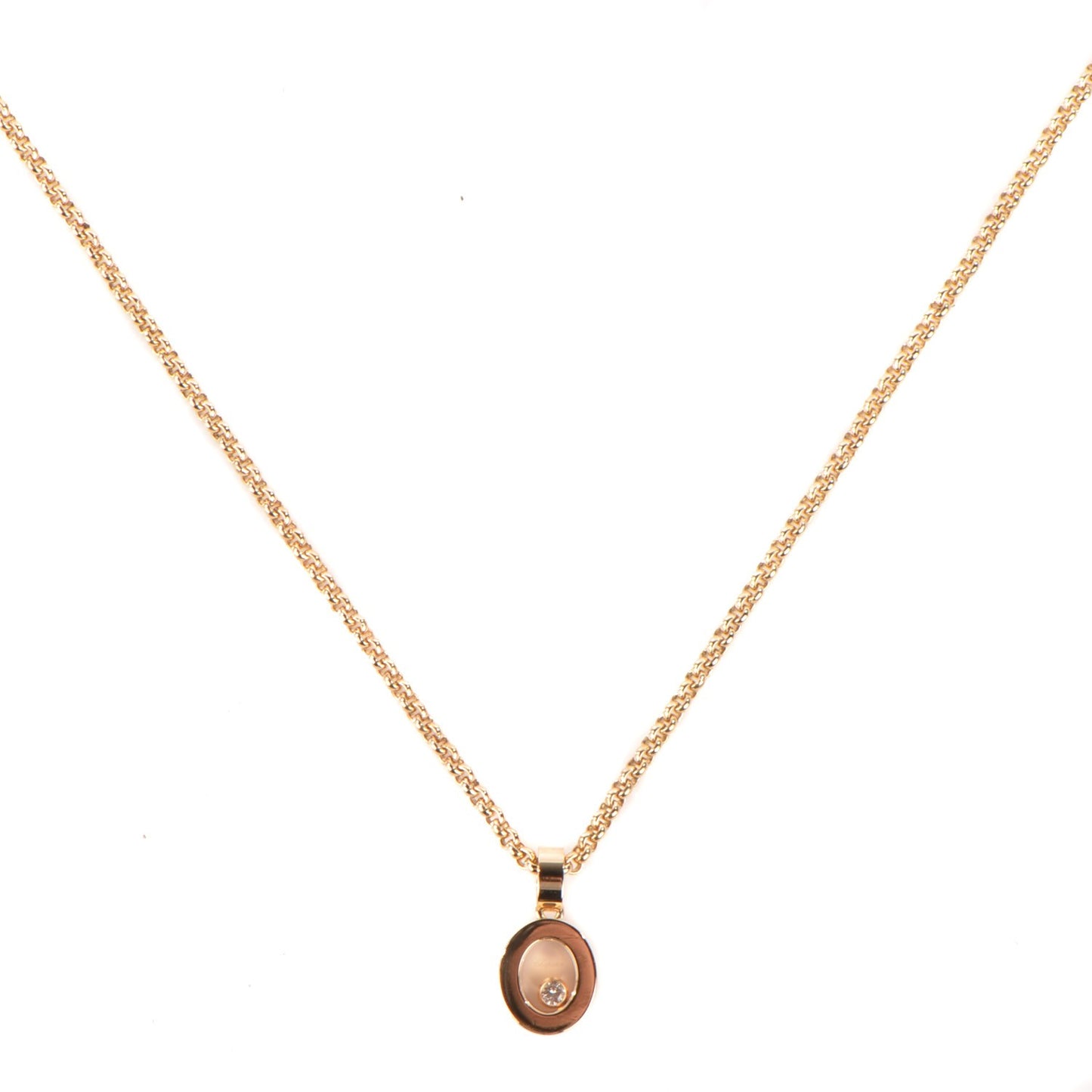 18K Yellow Gold Happy Diamonds Icons Oval Pendant Necklace