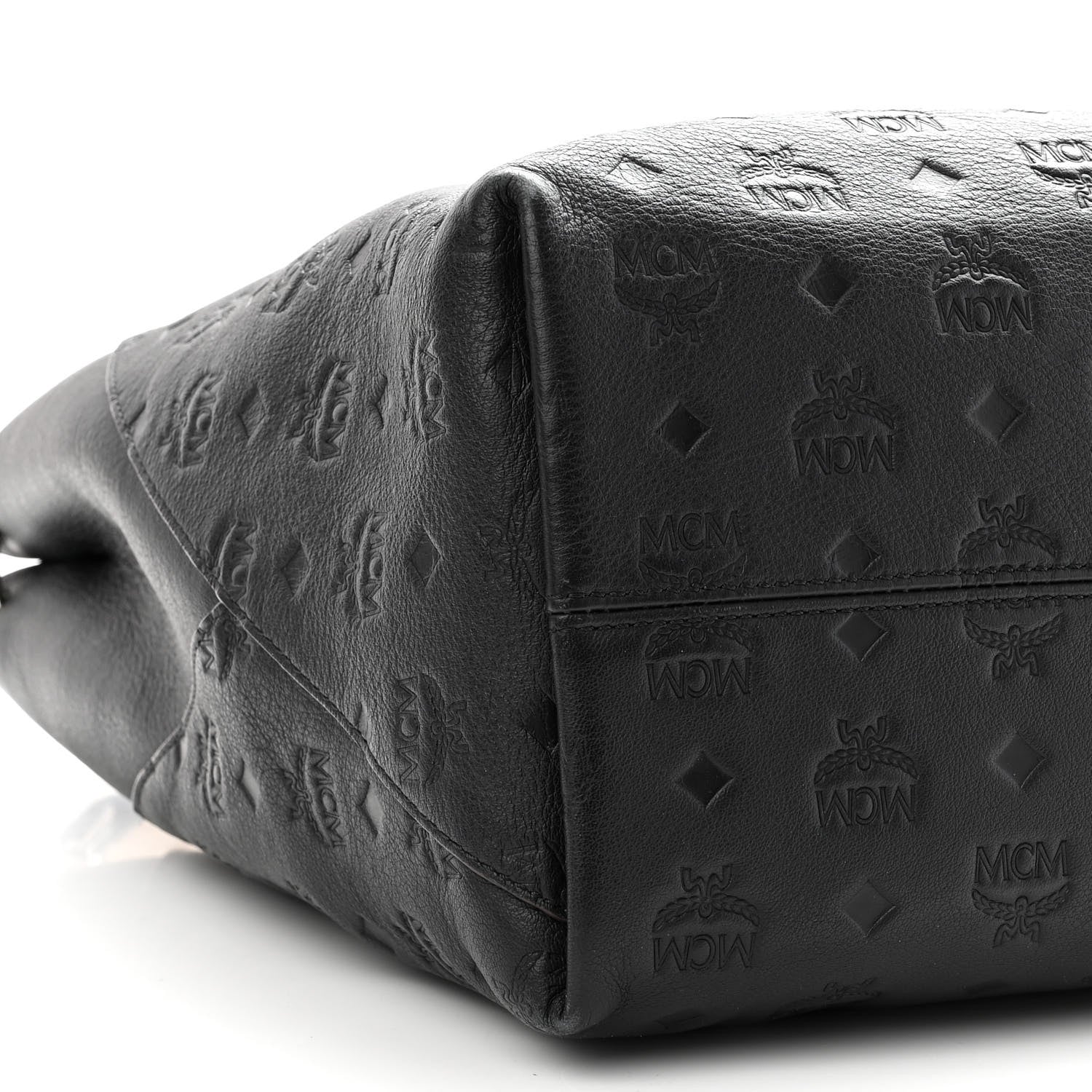 MCM Calfskin Ottomar Monogram Large Klara Hobo Black Beige 8 of 9