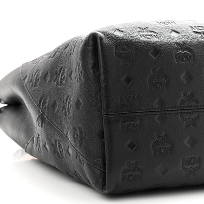 MCM Calfskin Ottomar Monogram Large Klara Hobo Black Beige 8 of 9