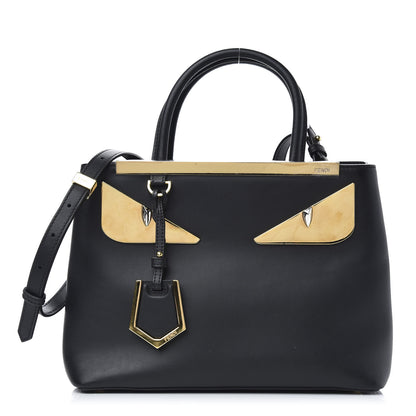 Fendi Vitello Century Metal Monster Eyes Petite 2Jours Tote Black 1 of 12