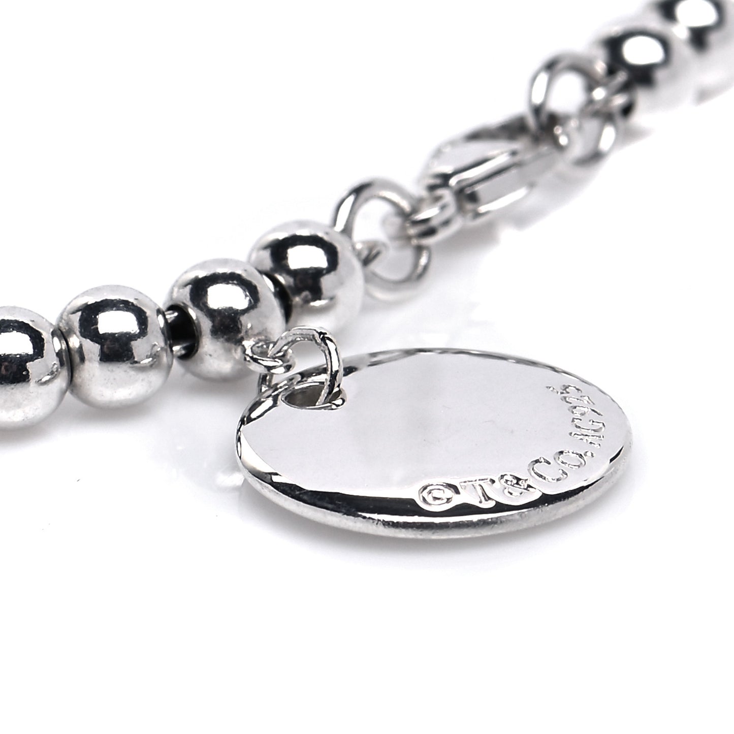 Sterling Silver 4mm I Love You Round Tag Bead Bracelet
