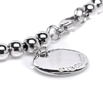 Tiffany Sterling Silver 4mm I Love You Round Tag Bead Bracelet 5 of 5