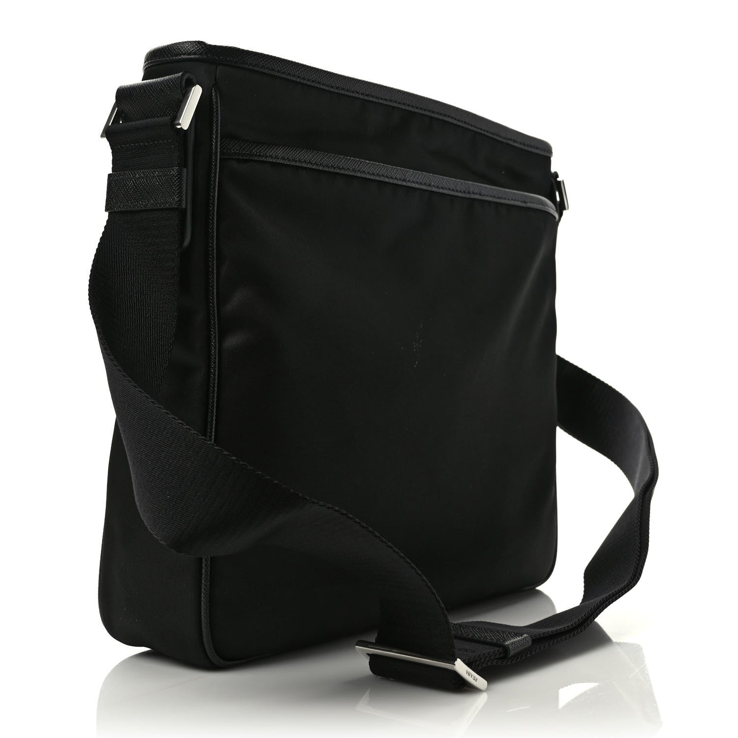 Prada Tessuto Nylon Saffiano Messenger Bag Black 2 of 7