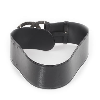Chanel Patent Leather Silver CC Buckle Wide Belt 70 28 Black 2 of 6