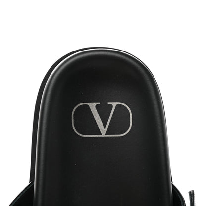 Valentino Garavani Calfskin Roman Stud Slide Sandals 39.5 Black 7 of 10