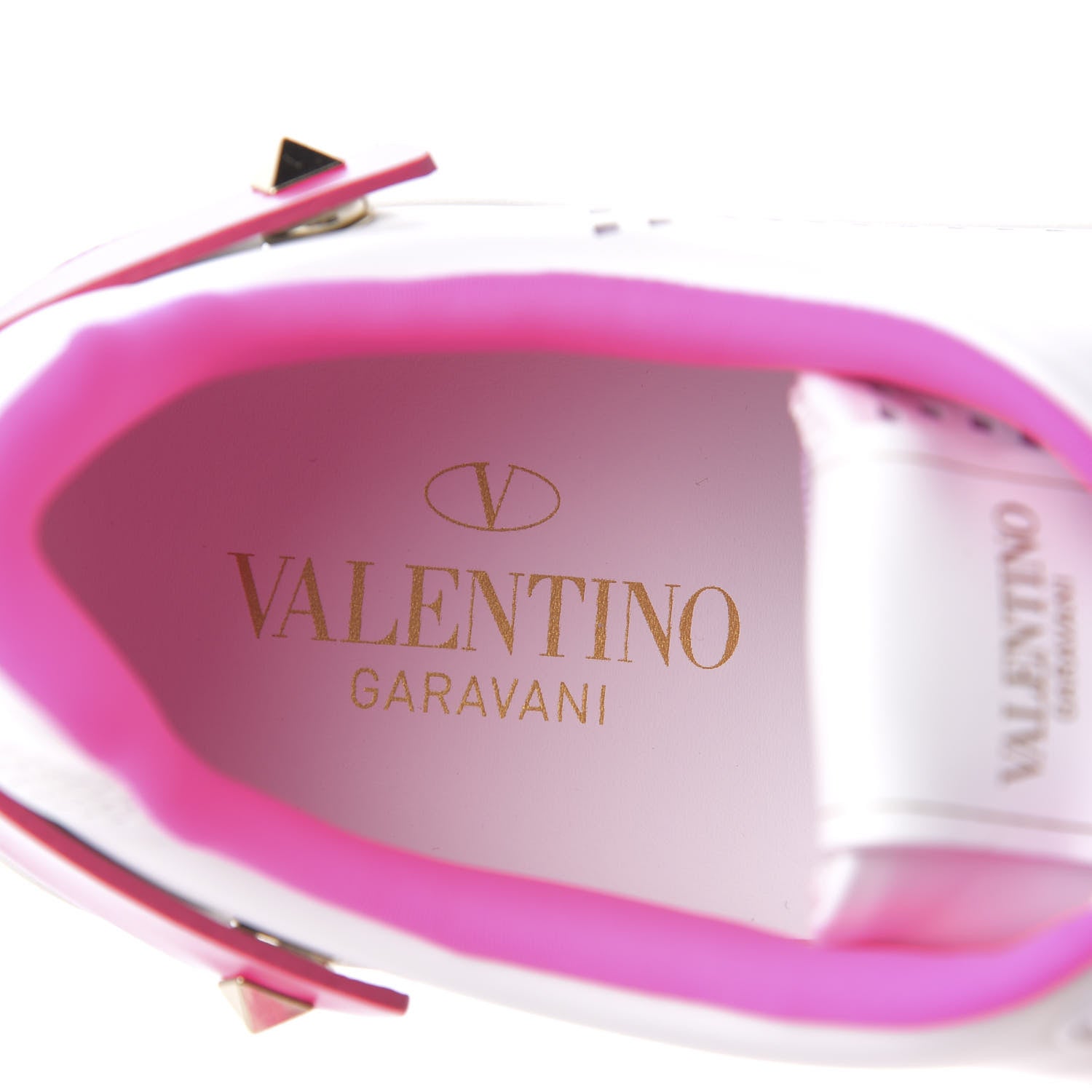 Valentino Garavani Calfskin Womens Backnet Sneakers 35.5 White Fuchsia 8 of 11