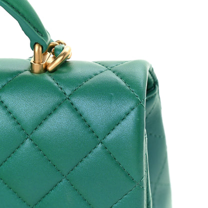 Chanel Iridescent Lambskin Quilted Mini Top Handle Rectangular Flap Green 11 of 11