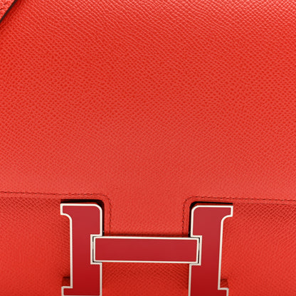Hermes Epsom Enamel Constance 24 Rose Texas Rouge De Coeur 7 of 9
