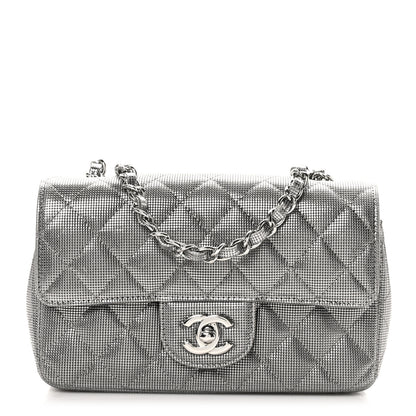 Chanel Metallic Calfskin Quilted Pixel Effect Mini Rectangular Flap Dark Silver 1 of 11