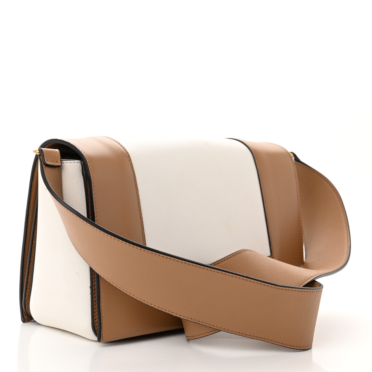 Celine Shiny Smooth Calfskin Medium Frame Shoulder Bag Tan Optic White 3 of 13