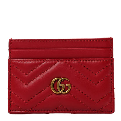 Gucci Calfskin Matelasse GG Marmont Card Holder Hibiscus Red 1 of 6