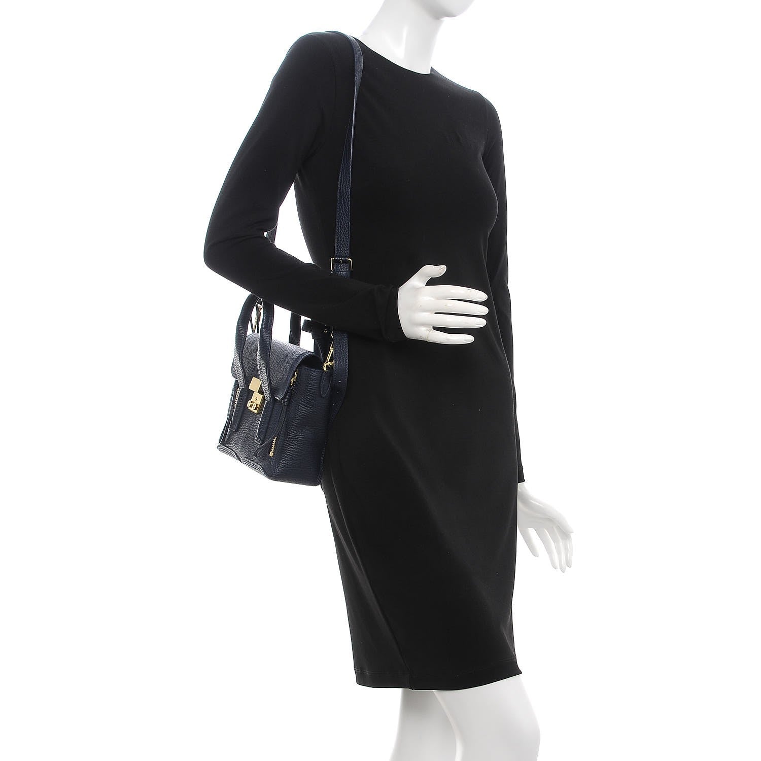 3.1 Phillip Lim 3.1 Textured Calfskin Mini Pashli Satchel Ink 2 of 7