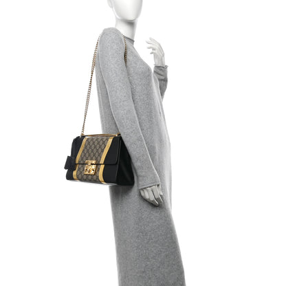 Gucci Calfskin GG Supreme Monogram Medium Padlock Shoulder Bag Black Gold 2 of 15