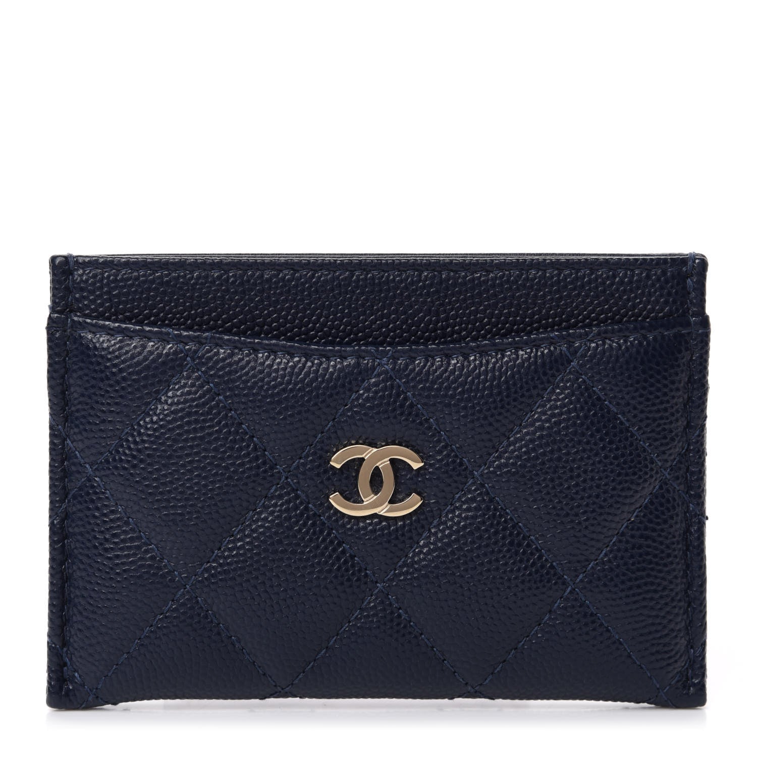 Chanel Caviar Quilted Card Holder Navy 1 of 9