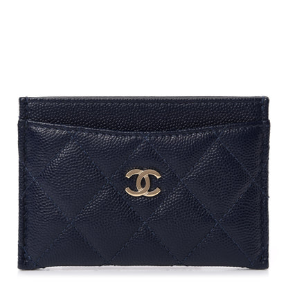 Chanel Caviar Quilted Card Holder Navy 1 of 9