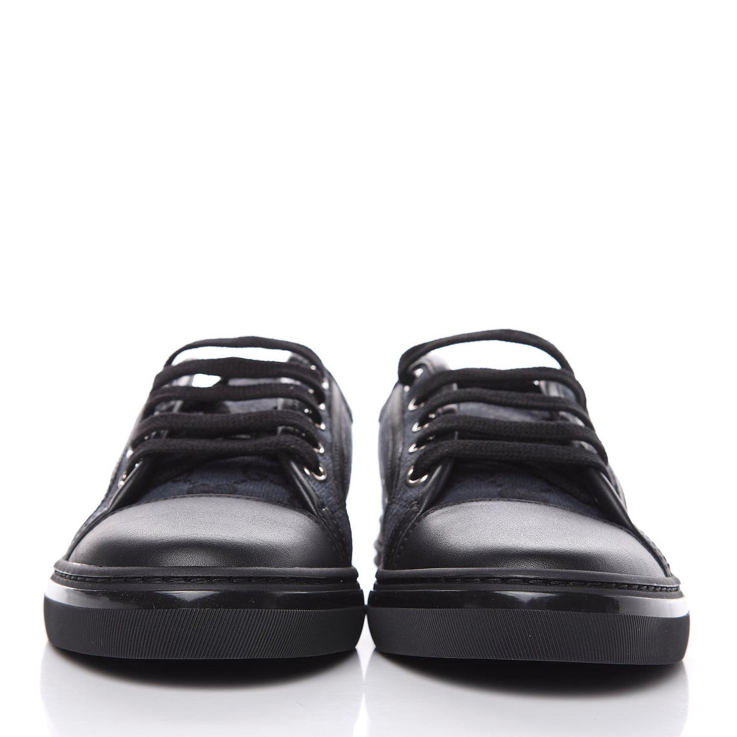 GG Monogram Calfskin Womens Low Top Sneakers 37 Piombo Black