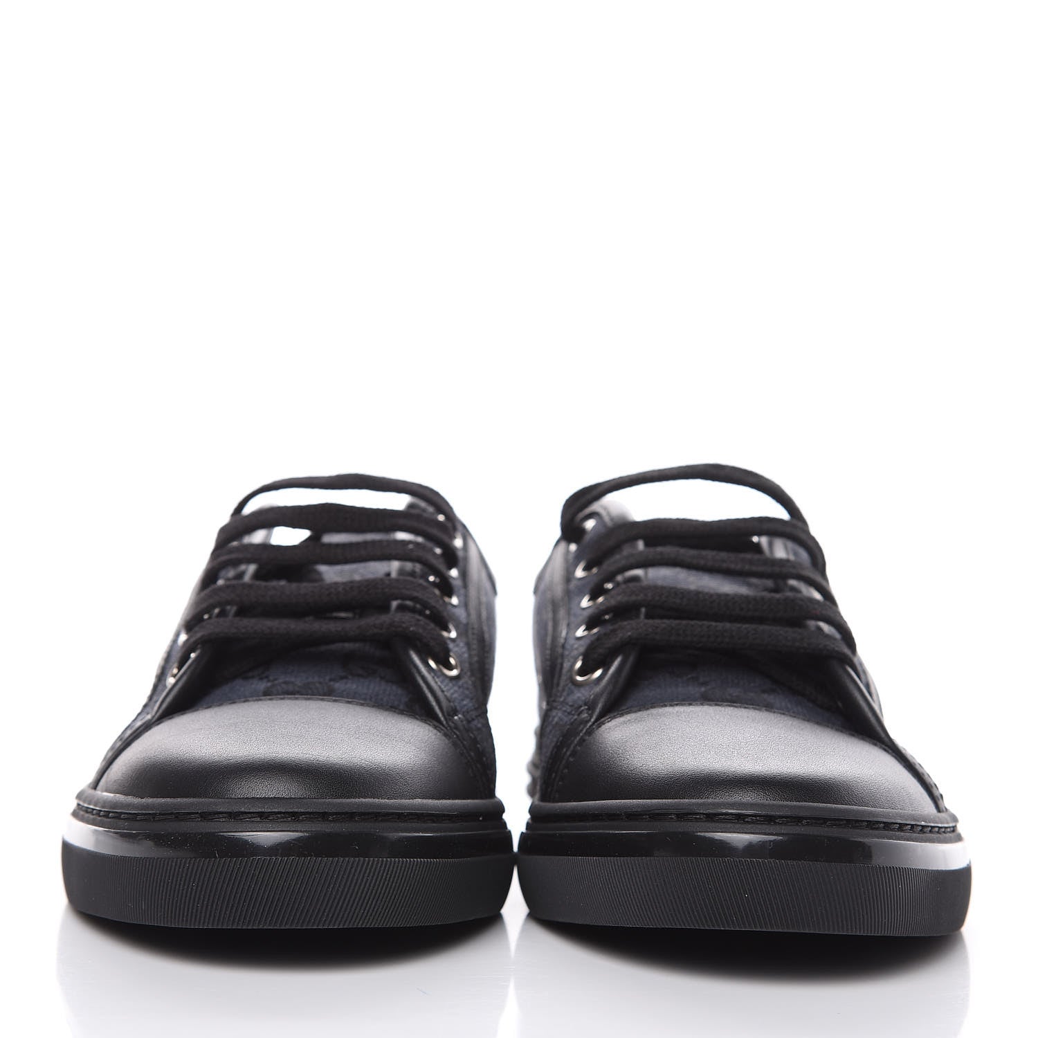 Gucci GG Monogram Calfskin Womens Low Top Sneakers 37 Piombo Black 2 of 10