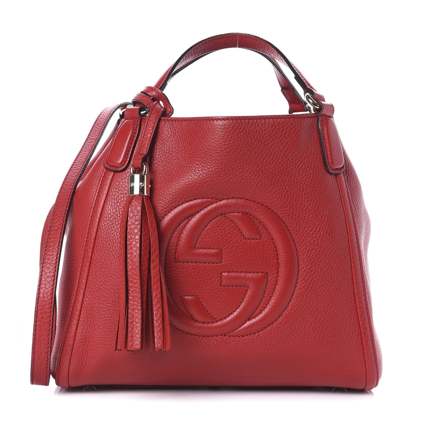 Pebbled Calfskin Small Soho Shoulder Bag Red