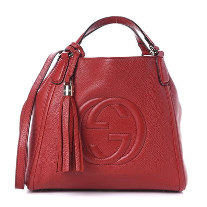Gucci Pebbled Calfskin Small Soho Shoulder Bag Red 1 of 12