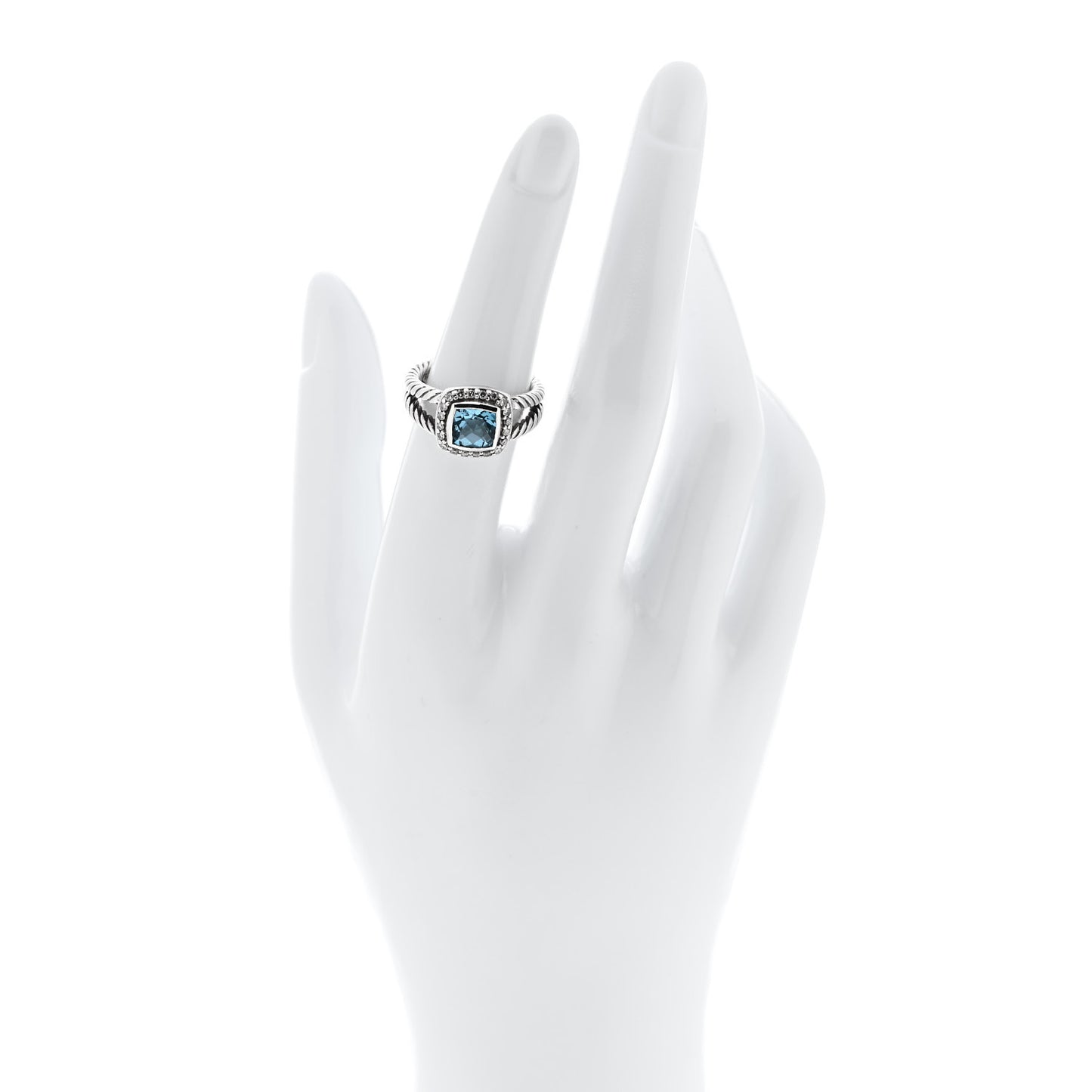 Sterling Silver Diamond Blue Topaz 7mm Petite Albion Ring 52 6