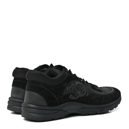 Chanel Fabric Calfskin Suede CC Sneakers 38.5 Black 4 of 8