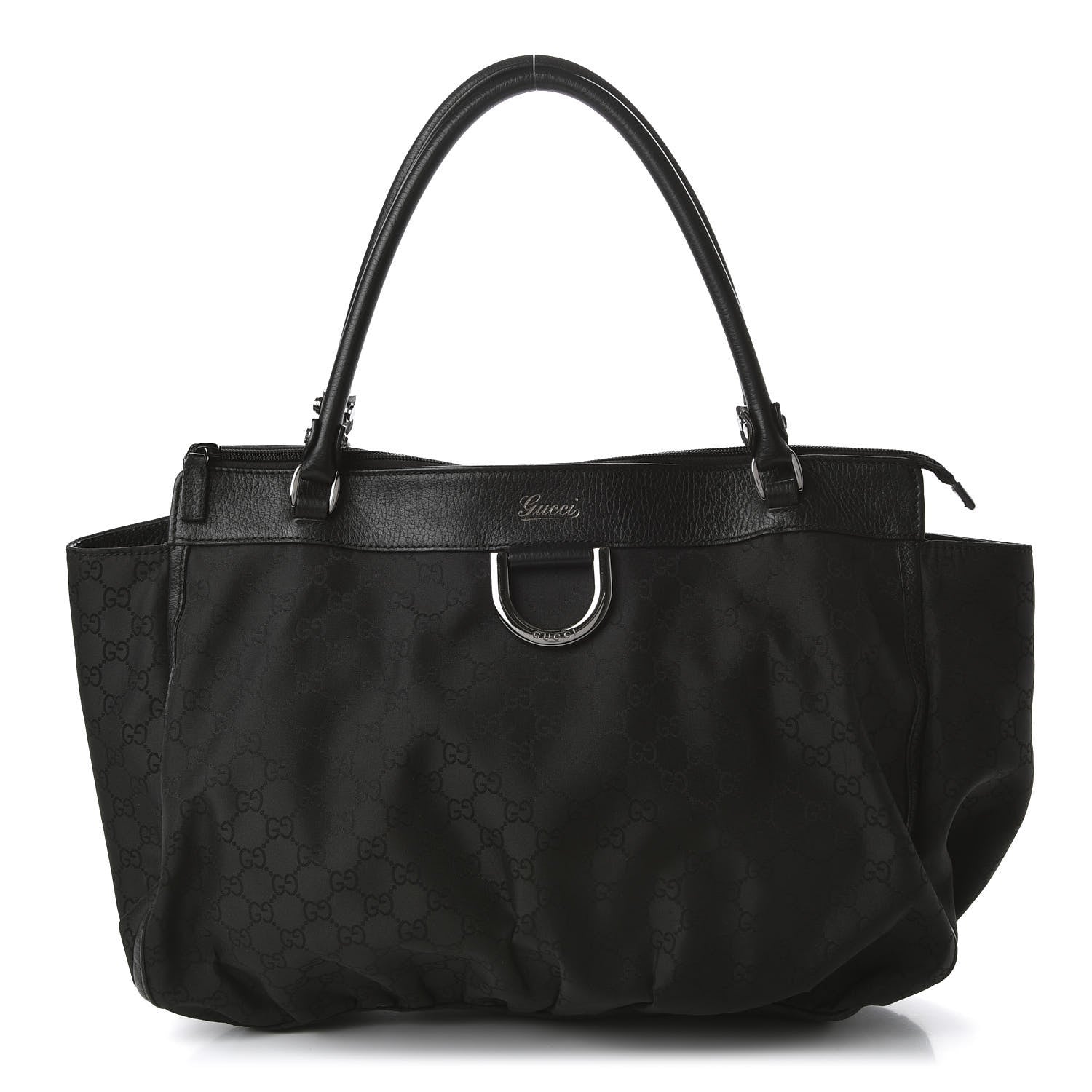 Gucci Denim Monogram Large D Ring Tote Black 1 of 10