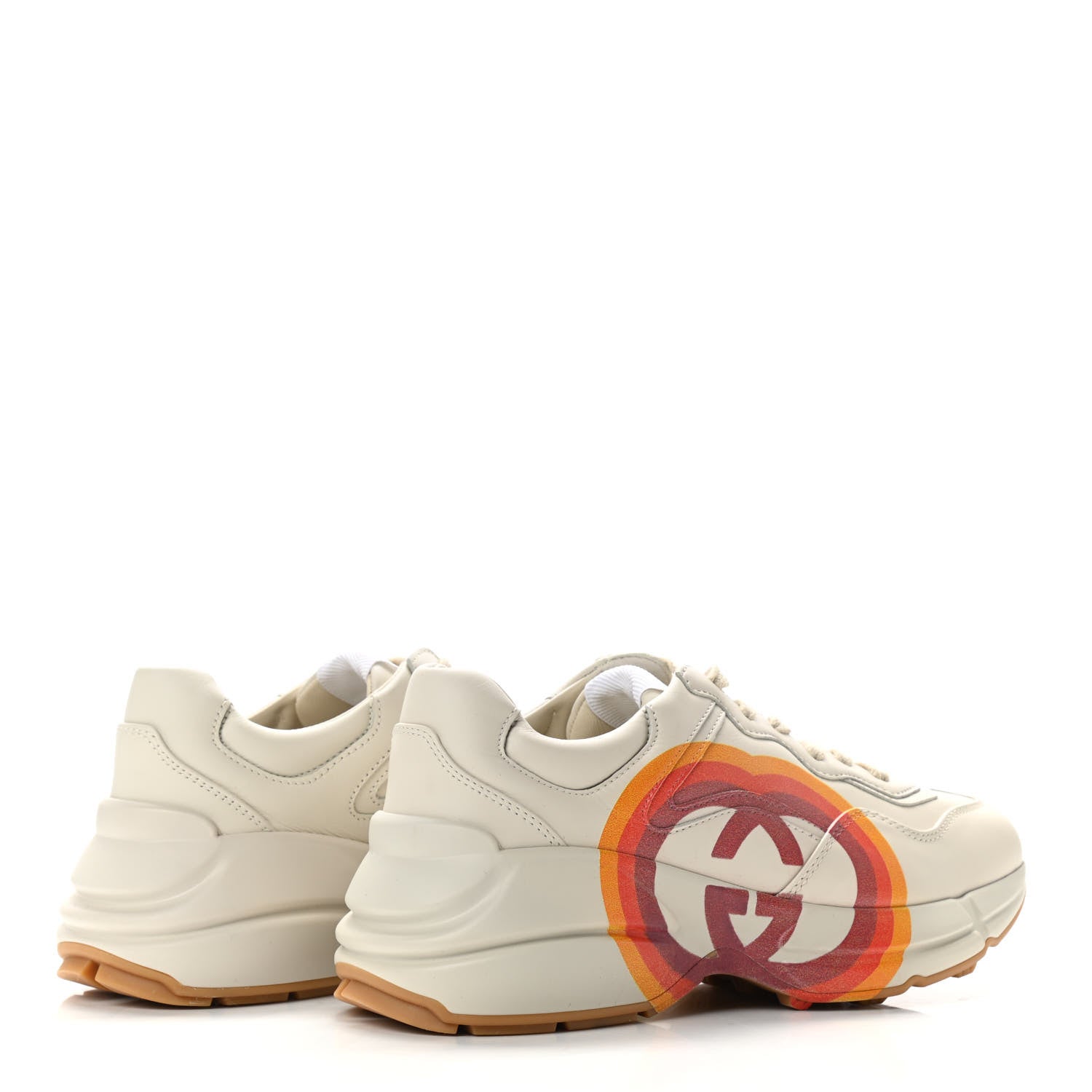 Gucci Calfskin Interlocking G Heart Rhyton Sneakers 35.5 Mystic White 4 of 11
