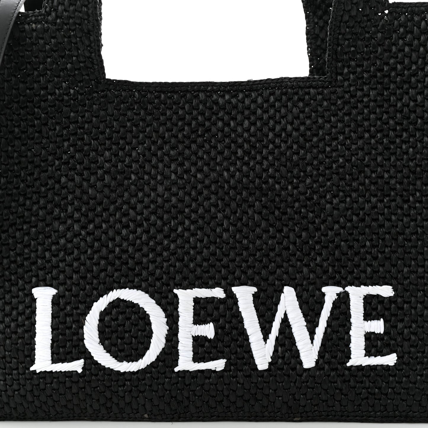 Raffia Medium Paula's Ibiza Logo Tote Black White