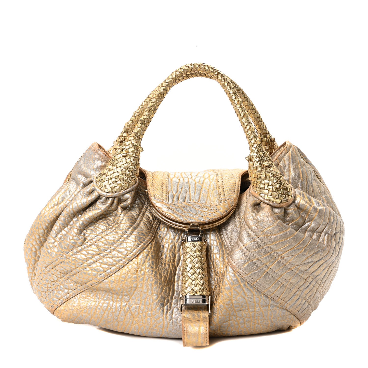 Fendi Nappa Nuvolata Bimetal Spy Oro Argento 1 of 19