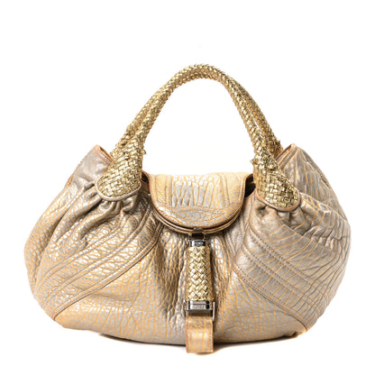 Fendi Nappa Nuvolata Bimetal Spy Oro Argento 1 of 19