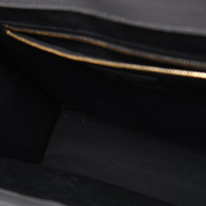Saint Laurent Grain De Poudre Matelasse Chevron Large Monogram Satchel Earth 6 of 12