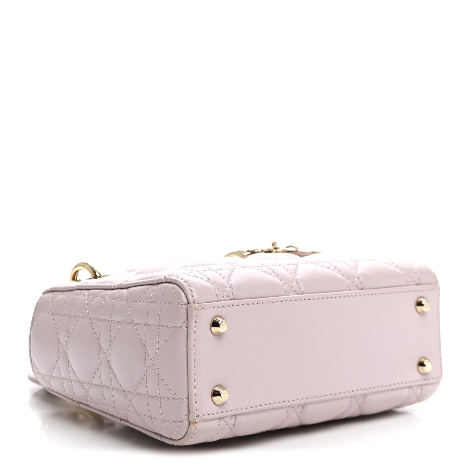 Christian Dior Metallic Lambskin Cannage Mini Lady Dior Lotus 3 of 9