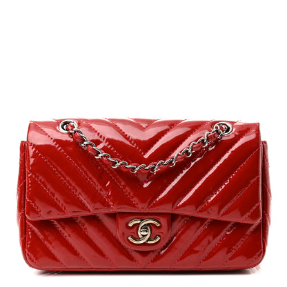 Chanel Patent Chevron Quilted Medium Single Flap Red 1 of 12