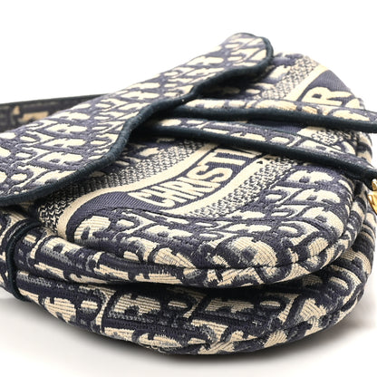 Christian Dior Oblique Embroidered Saddle Bag Blue 10 of 10