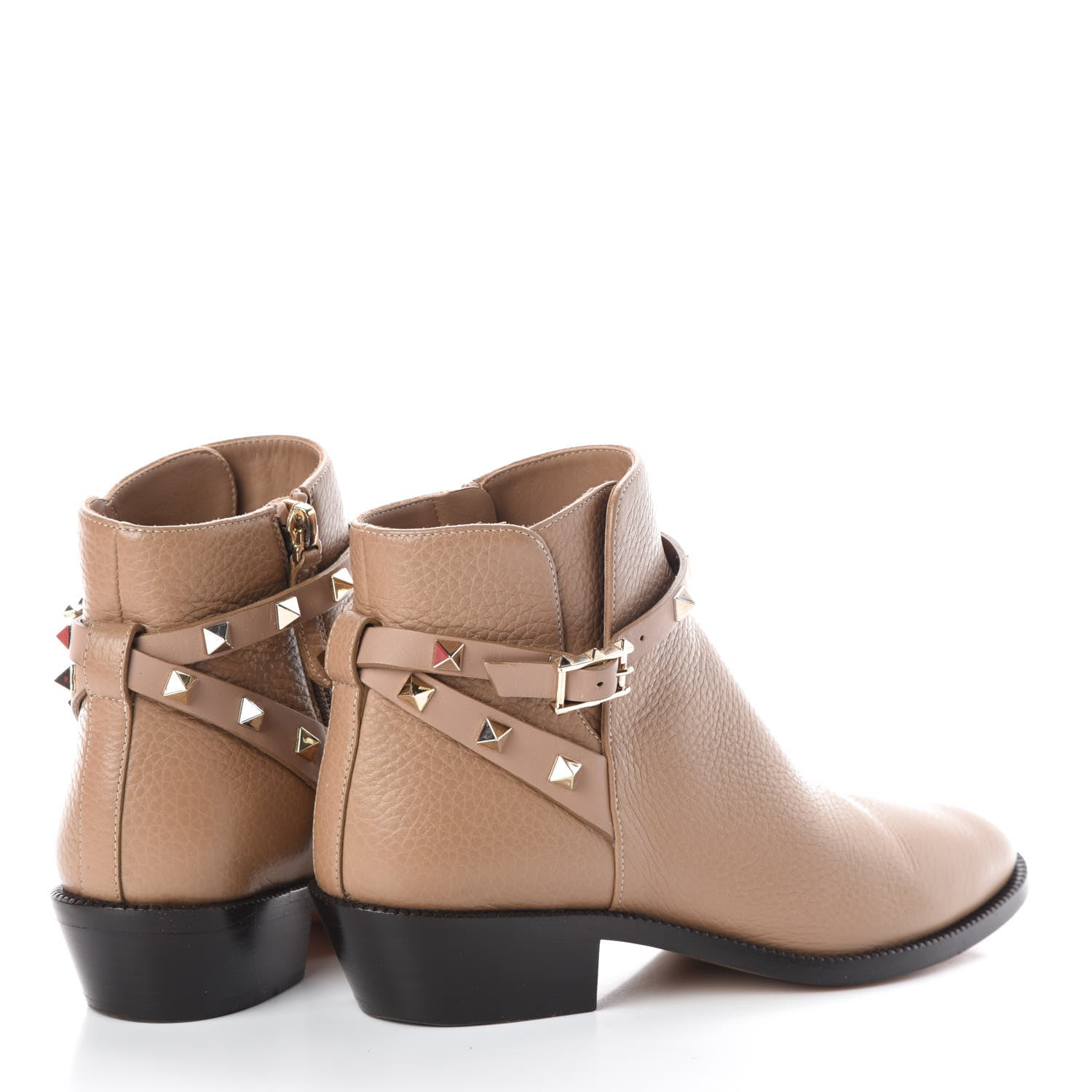 Valentino Garavani Grained Calfskin Rockstud Single Buckle 35mm Cowboy Ankle Boots 36 Alpaca 4 of 8