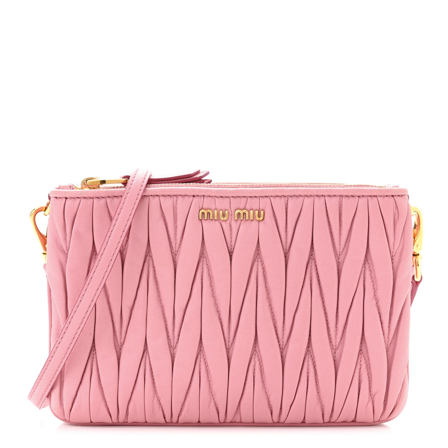 Nappa Matelasse Double Zip Shoulder Bag Orchid Pink