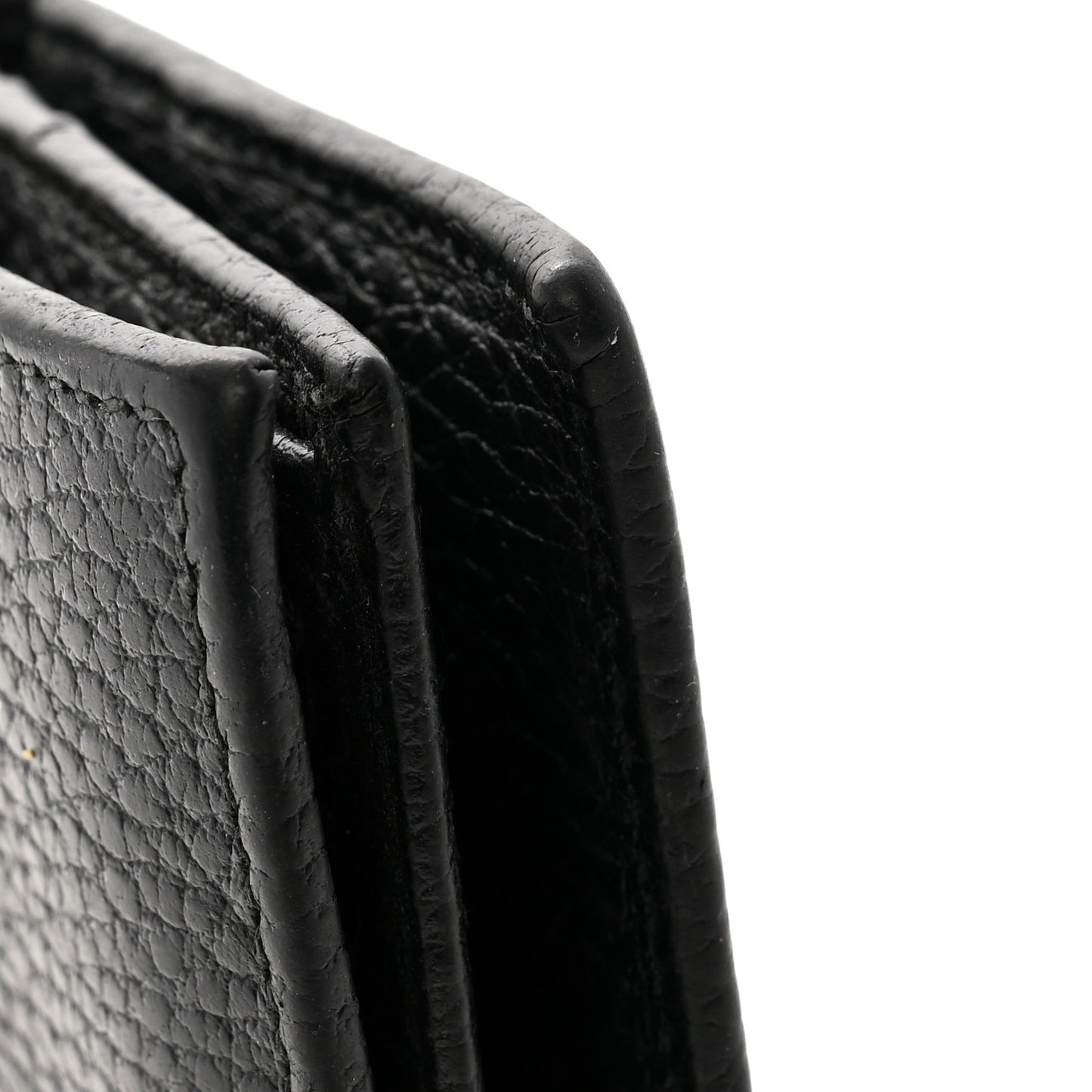 Pebbled Calfskin GG Marmont Card Case Black