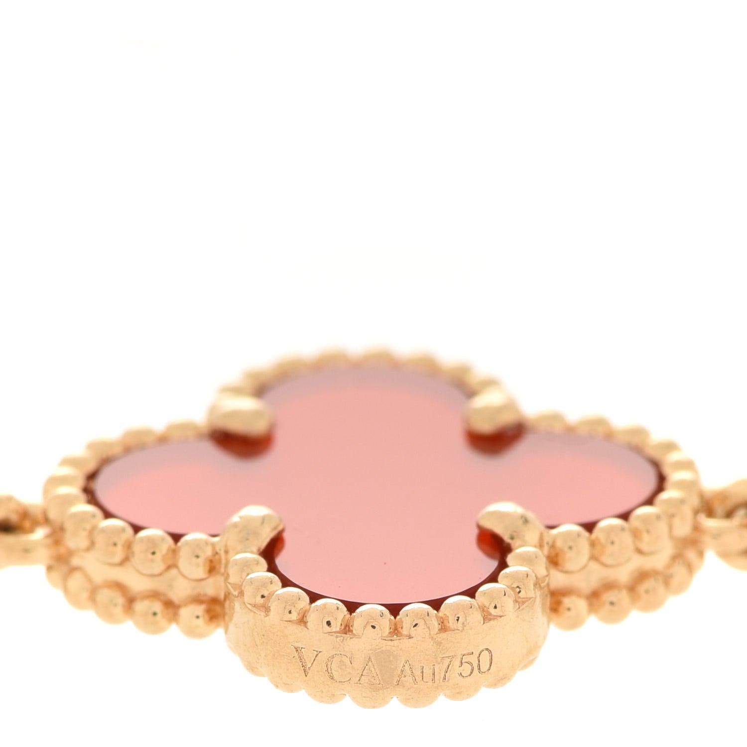 Van Cleef & Arpels 18K Yellow Gold Carnelian 5 Motifs Vintage Alhambra Bracelet 5 of 8