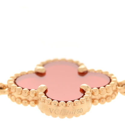 Van Cleef & Arpels 18K Yellow Gold Carnelian 5 Motifs Vintage Alhambra Bracelet 5 of 8