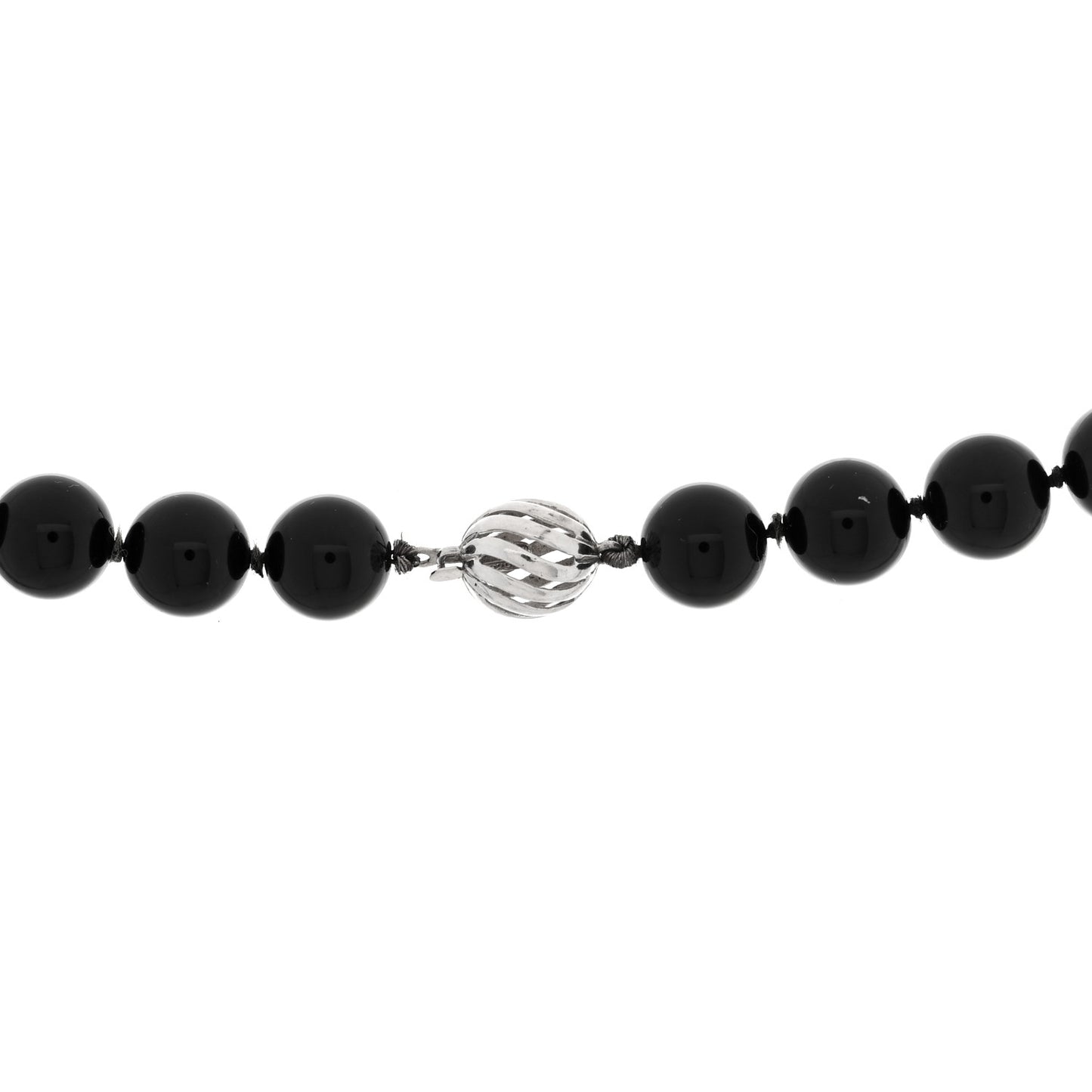 Sterling Silver Black Onyx 10mm Bead Necklace