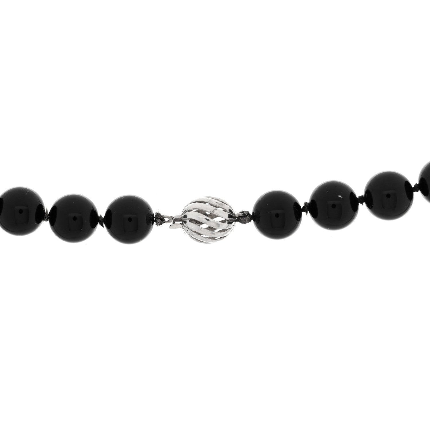 Tiffany Sterling Silver Black Onyx 10mm Bead Necklace 4 of 4