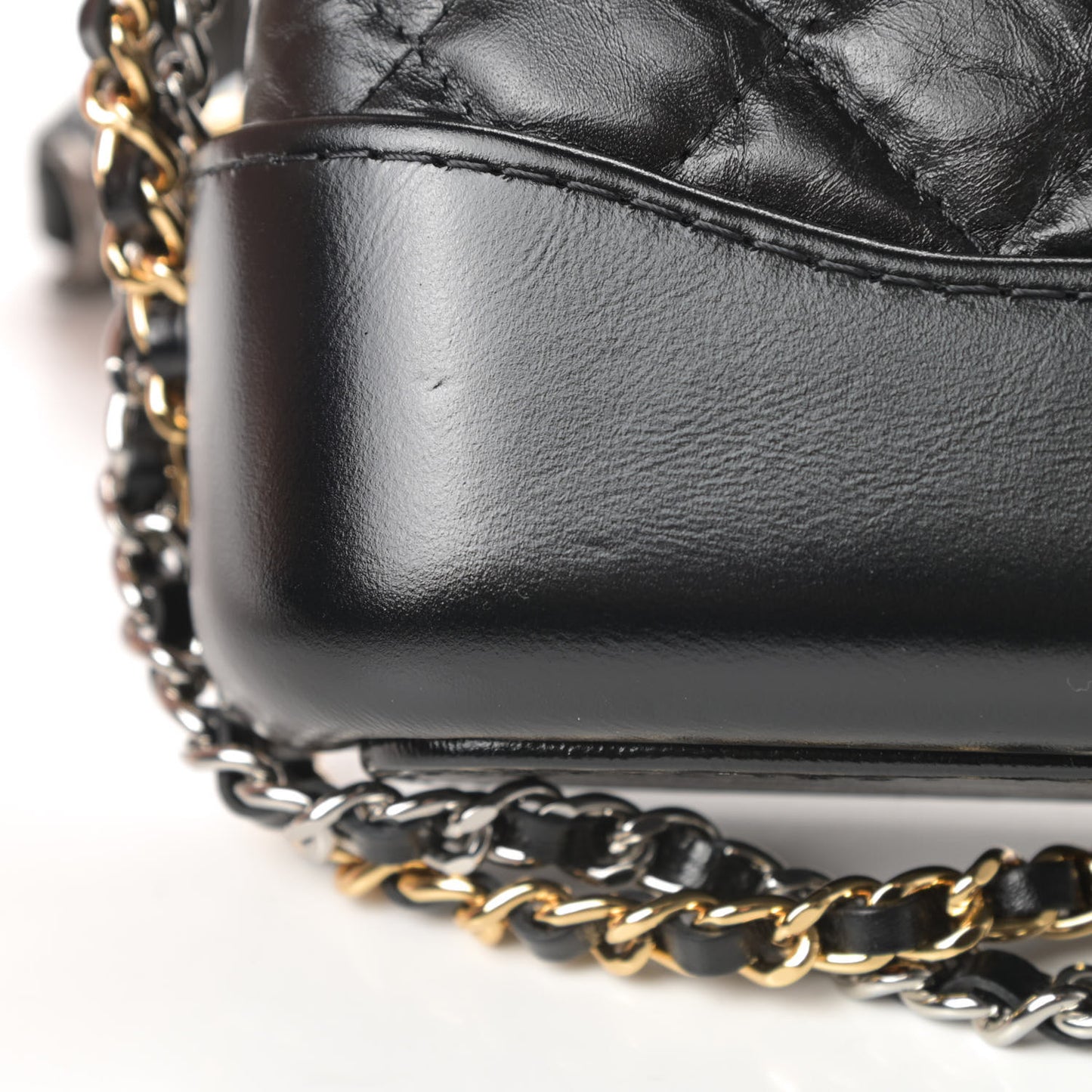 Aged Calfskin Quilted Small Gabrielle Clutch With Chain Black